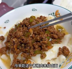 青椒肉丝面，尖椒肉丝打卤面绿豆沙牛乳青椒肉沫打卤面西红柿鸡蛋 豆角肉沫打卤面茄丁打卤面肉丝面的做法 步骤13