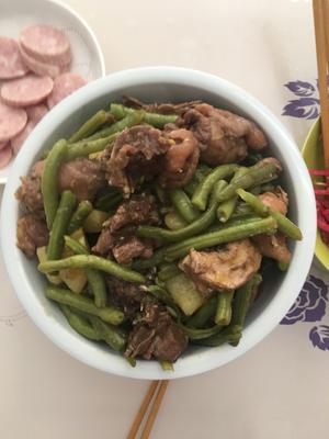 笨鸡肉炖豆角土豆的做法 步骤3