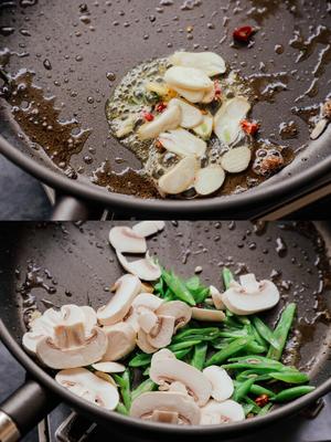 华丽意面搭档晚餐（香草黄油煎牛排+四季豆蘑菇意面+香烤小土豆）的做法 步骤13