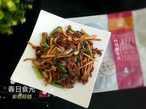 肥牛小炒茶树菇~的做法 步骤9