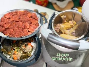 一锅三菜——鲍鱼老鸭汤+糯米红鲟饭+粉蒸肉的做法 步骤7