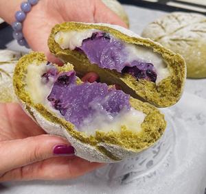 黑麦雪碧葡萄味的，紫芋麻薯蔓越莓流心软欧（无黄油版）的做法 步骤19