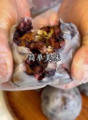 杂粮粘豆包紫米大福 粥 紫米饭团山药水果糕 休闲的做法 步骤17