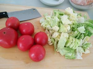 西红柿鸡蛋圆白菜炒鸡肉的做法 步骤1