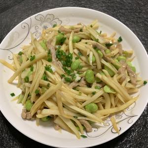 茭白毛豆炒肉丝的做法 步骤7