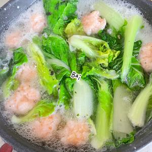 高蛋白快手～虾滑豆腐青菜汤的做法 步骤5