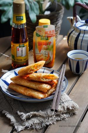 韭黄鸡丝鸡汁春卷～太太乐鲜鸡汁芝麻香油的做法 步骤13