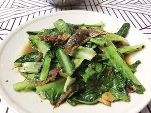 豆豉鲮鱼炒油麦菜的做法 步骤4