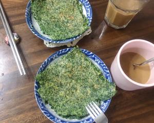 用冷冻的荠菜馅，做快手简单的早餐荠菜鸡蛋饼！的做法 步骤15