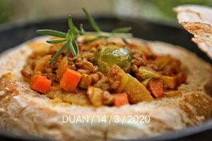 黄咖喱斯佩尔特小麦杂蔬面包碗 Vegetarian diet的做法 步骤4