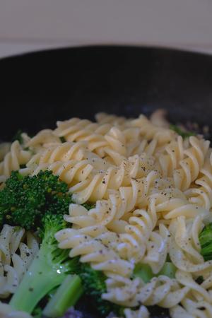 一人食|西蓝花口蘑奶油螺旋意面的做法 步骤3