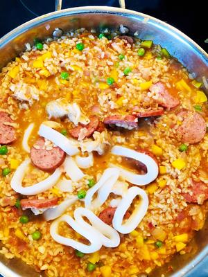 少油少盐糙米减脂版西班牙海鲜烩饭的做法 步骤13