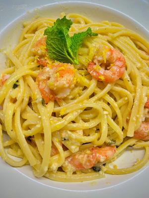 夏日宝藏虾仁柠檬意面Pasta linguine al limone的做法 步骤14