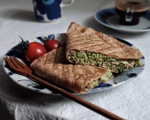 花菜豆鱼酱月牙全麦干酪饼【健康一手握】的做法 步骤9