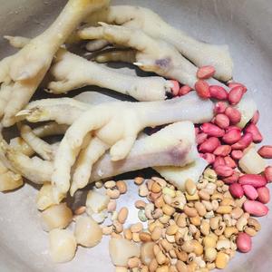 汤品系列——（健脾补肾、助消化）干贝鸡爪木瓜眉豆花生汤的做法 步骤1